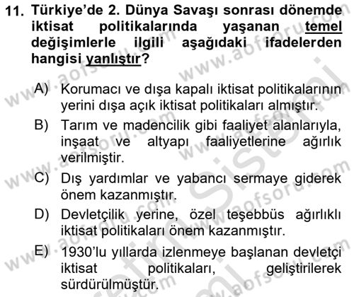 Çalışma İlişkileri Tarihi Dersi 2019 - 2020 Yılı (Final) Dönem Sonu Sınav Soruları 11. Soru