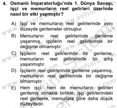 Çalışma İlişkileri Tarihi Dersi 2019 - 2020 Yılı (Final) Dönem Sonu Sınav Soruları 4. Soru