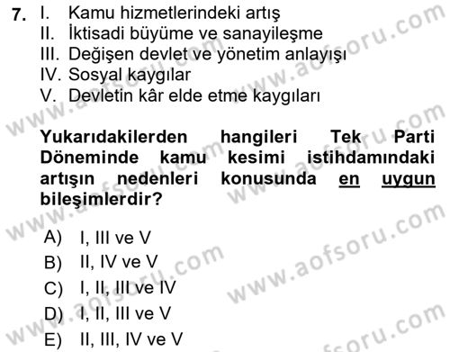 Çalışma İlişkileri Tarihi Dersi 2019 - 2020 Yılı (Final) Dönem Sonu Sınav Soruları 7. Soru