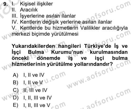 Çalışma İlişkileri Tarihi Dersi 2020 - 2021 Yılı Yaz Okulu Sınav Soruları 9. Soru