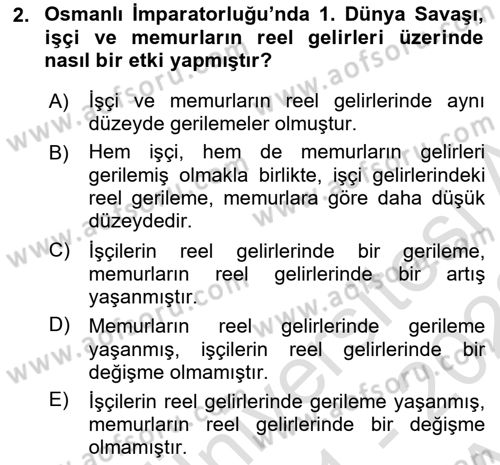 Çalışma İlişkileri Tarihi Dersi 2021 - 2022 Yılı (Vize) Ara Sınav Soruları 2. Soru