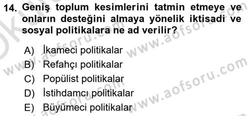 Çalışma İlişkileri Tarihi Dersi 2021 - 2022 Yılı Yaz Okulu Sınav Soruları 14. Soru
