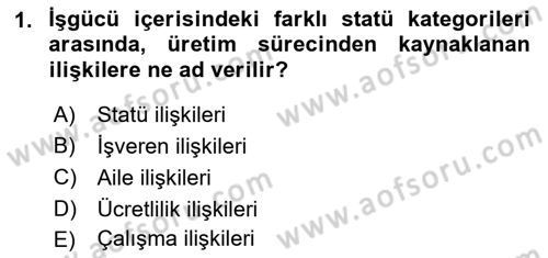 Çalışma İlişkileri Tarihi Dersi 2022 - 2023 Yılı (Final) Dönem Sonu Sınav Soruları 1. Soru