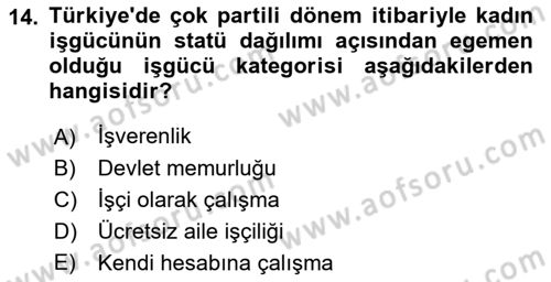 Çalışma İlişkileri Tarihi Dersi 2022 - 2023 Yılı Yaz Okulu Sınav Soruları 14. Soru