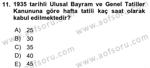 Çalışma İlişkileri Tarihi Dersi 2023 - 2024 Yılı (Vize) Ara Sınavı 11. Soru