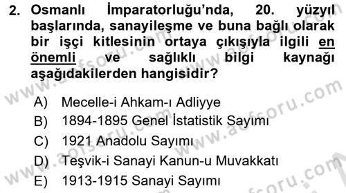 Çalışma İlişkileri Tarihi Dersi 2023 - 2024 Yılı (Vize) Ara Sınavı 2. Soru