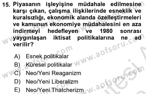 Çalışma İlişkileri Tarihi Dersi 2023 - 2024 Yılı (Final) Dönem Sonu Sınav Soruları 15. Soru
