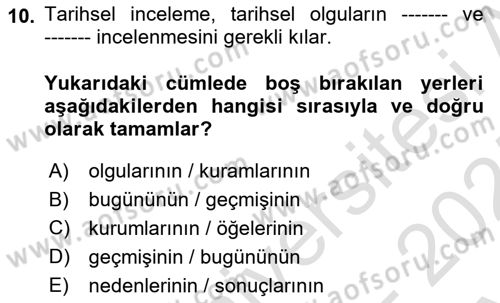 Çalışma İlişkileri Tarihi Dersi Ara Sınavı Deneme Sınav Soruları 10. Soru