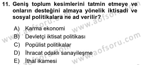 Çalışma İlişkileri Tarihi Dersi 2024 - 2025 Yılı (Final) Dönem Sonu Sınav Soruları 11. Soru