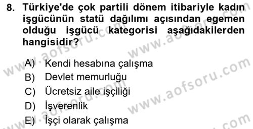 Çalışma İlişkileri Tarihi Dersi 2024 - 2025 Yılı (Final) Dönem Sonu Sınav Soruları 8. Soru