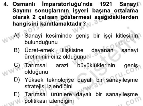 Çalışma İlişkileri Tarihi Dersi 2025 - 2026 Yılı (Vize) Ara Sınav Soruları 4. Soru