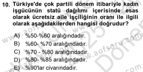 Çalışma İlişkileri Tarihi Dersi 2025 - 2026 Yılı (Final) Dönem Sonu Sınav Soruları 10. Soru