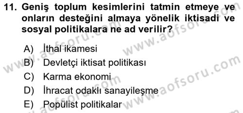 Çalışma İlişkileri Tarihi Dersi 2025 - 2026 Yılı (Final) Dönem Sonu Sınav Soruları 11. Soru