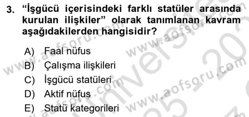 Çalışma İlişkileri Tarihi Dersi 2025 - 2026 Yılı Yaz Okulu Sınav Soruları 3. Soru
