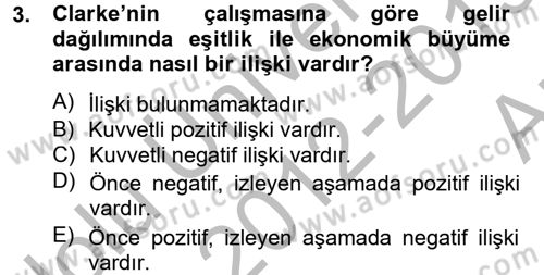 Gelir Dağılımı ve Yoksulluk Dersi 2012 - 2013 Yılı (Vize) Ara Sınav Soruları 3. Soru