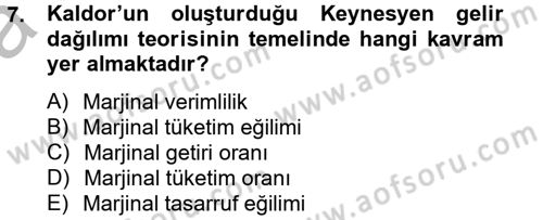 Gelir Dağılımı ve Yoksulluk Dersi 2012 - 2013 Yılı (Vize) Ara Sınav Soruları 7. Soru