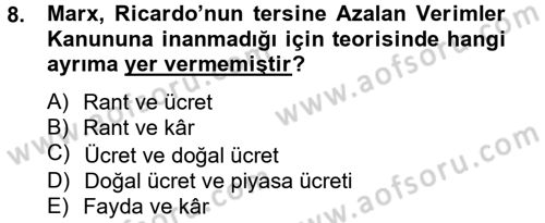 Gelir Dağılımı ve Yoksulluk Dersi 2012 - 2013 Yılı (Vize) Ara Sınav Soruları 8. Soru