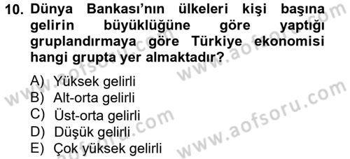 Gelir Dağılımı ve Yoksulluk Dersi 2012 - 2013 Yılı (Final) Dönem Sonu Sınav Soruları 10. Soru