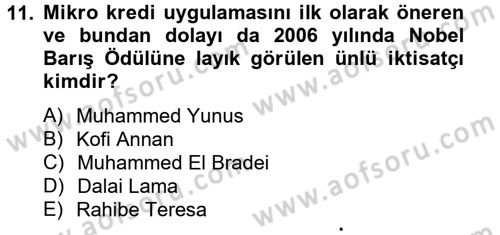 Gelir Dağılımı ve Yoksulluk Dersi 2012 - 2013 Yılı (Final) Dönem Sonu Sınav Soruları 11. Soru