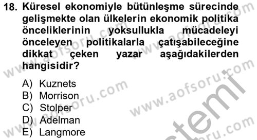 Gelir Dağılımı ve Yoksulluk Dersi 2012 - 2013 Yılı (Final) Dönem Sonu Sınav Soruları 18. Soru