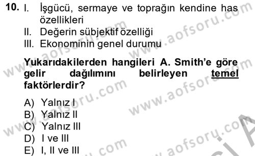 Gelir Dağılımı ve Yoksulluk Dersi 2013 - 2014 Yılı (Vize) Ara Sınav Soruları 10. Soru