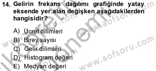 Gelir Dağılımı ve Yoksulluk Dersi 2013 - 2014 Yılı (Vize) Ara Sınav Soruları 14. Soru