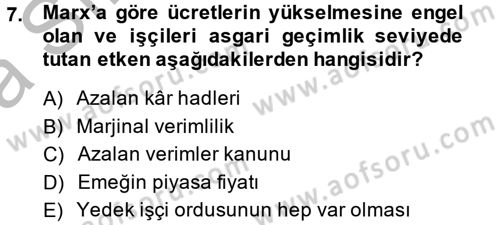 Gelir Dağılımı ve Yoksulluk Dersi 2013 - 2014 Yılı (Vize) Ara Sınav Soruları 7. Soru