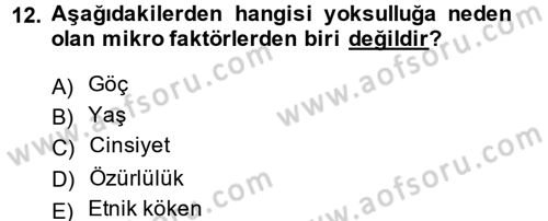 Gelir Dağılımı ve Yoksulluk Dersi 2013 - 2014 Yılı (Final) Dönem Sonu Sınav Soruları 12. Soru