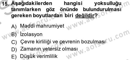 Gelir Dağılımı ve Yoksulluk Dersi 2013 - 2014 Yılı (Final) Dönem Sonu Sınav Soruları 15. Soru