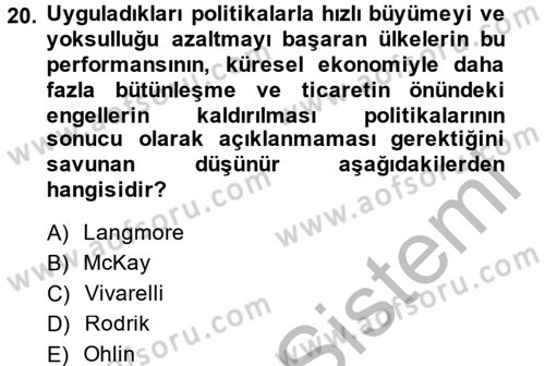Gelir Dağılımı ve Yoksulluk Dersi 2013 - 2014 Yılı (Final) Dönem Sonu Sınav Soruları 20. Soru