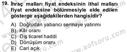 Gelir Dağılımı ve Yoksulluk Dersi 2013 - 2014 Yılı Tek Ders Sınav Soruları 19. Soru
