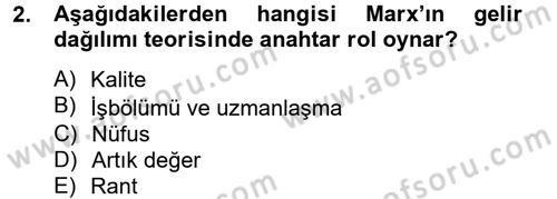 Gelir Dağılımı ve Yoksulluk Dersi 2013 - 2014 Yılı Tek Ders Sınav Soruları 2. Soru