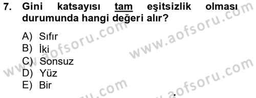 Gelir Dağılımı ve Yoksulluk Dersi 2013 - 2014 Yılı Tek Ders Sınav Soruları 7. Soru