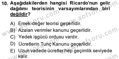 Gelir Dağılımı ve Yoksulluk Dersi 2014 - 2015 Yılı (Vize) Ara Sınav Soruları 10. Soru