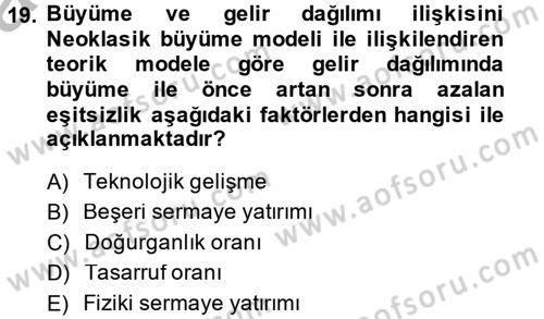Gelir Dağılımı ve Yoksulluk Dersi 2014 - 2015 Yılı (Vize) Ara Sınav Soruları 19. Soru
