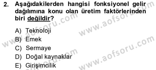 Gelir Dağılımı ve Yoksulluk Dersi 2014 - 2015 Yılı (Vize) Ara Sınav Soruları 2. Soru