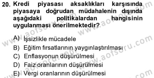 Gelir Dağılımı ve Yoksulluk Dersi 2014 - 2015 Yılı (Vize) Ara Sınav Soruları 20. Soru