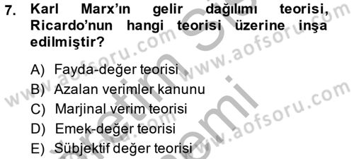 Gelir Dağılımı ve Yoksulluk Dersi 2014 - 2015 Yılı (Vize) Ara Sınav Soruları 7. Soru