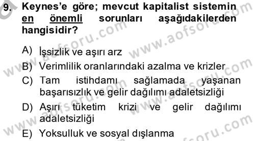 Gelir Dağılımı ve Yoksulluk Dersi 2014 - 2015 Yılı (Vize) Ara Sınav Soruları 9. Soru