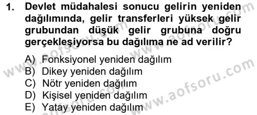 Gelir Dağılımı ve Yoksulluk Dersi 2014 - 2015 Yılı Tek Ders Sınav Soruları 1. Soru