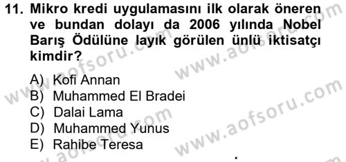 Gelir Dağılımı ve Yoksulluk Dersi 2014 - 2015 Yılı Tek Ders Sınav Soruları 11. Soru