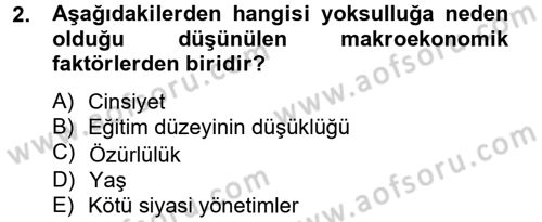 Gelir Dağılımı ve Yoksulluk Dersi 2014 - 2015 Yılı Tek Ders Sınav Soruları 2. Soru