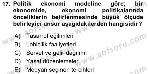 Gelir Dağılımı ve Yoksulluk Dersi 2015 - 2016 Yılı (Vize) Ara Sınav Soruları 17. Soru