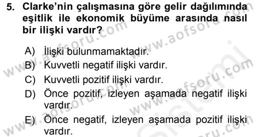 Gelir Dağılımı ve Yoksulluk Dersi 2015 - 2016 Yılı (Vize) Ara Sınav Soruları 5. Soru