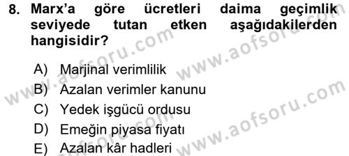 Gelir Dağılımı ve Yoksulluk Dersi 2015 - 2016 Yılı (Vize) Ara Sınav Soruları 8. Soru