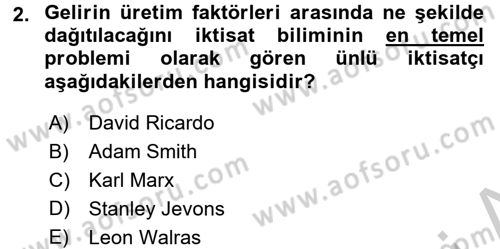 Gelir Dağılımı ve Yoksulluk Dersi 2016 - 2017 Yılı 3 Ders Sınav Soruları 2. Soru