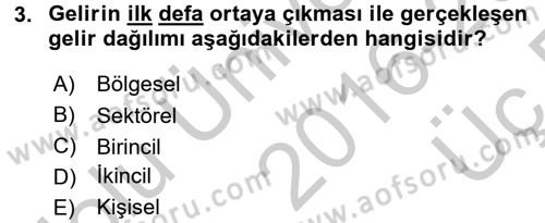 Gelir Dağılımı ve Yoksulluk Dersi 2016 - 2017 Yılı 3 Ders Sınav Soruları 3. Soru