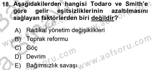 Gelir Dağılımı ve Yoksulluk Dersi 2016 - 2017 Yılı (Vize) Ara Sınav Soruları 18. Soru