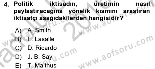Gelir Dağılımı ve Yoksulluk Dersi 2016 - 2017 Yılı (Vize) Ara Sınav Soruları 4. Soru