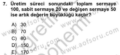 Gelir Dağılımı ve Yoksulluk Dersi 2016 - 2017 Yılı (Vize) Ara Sınav Soruları 7. Soru